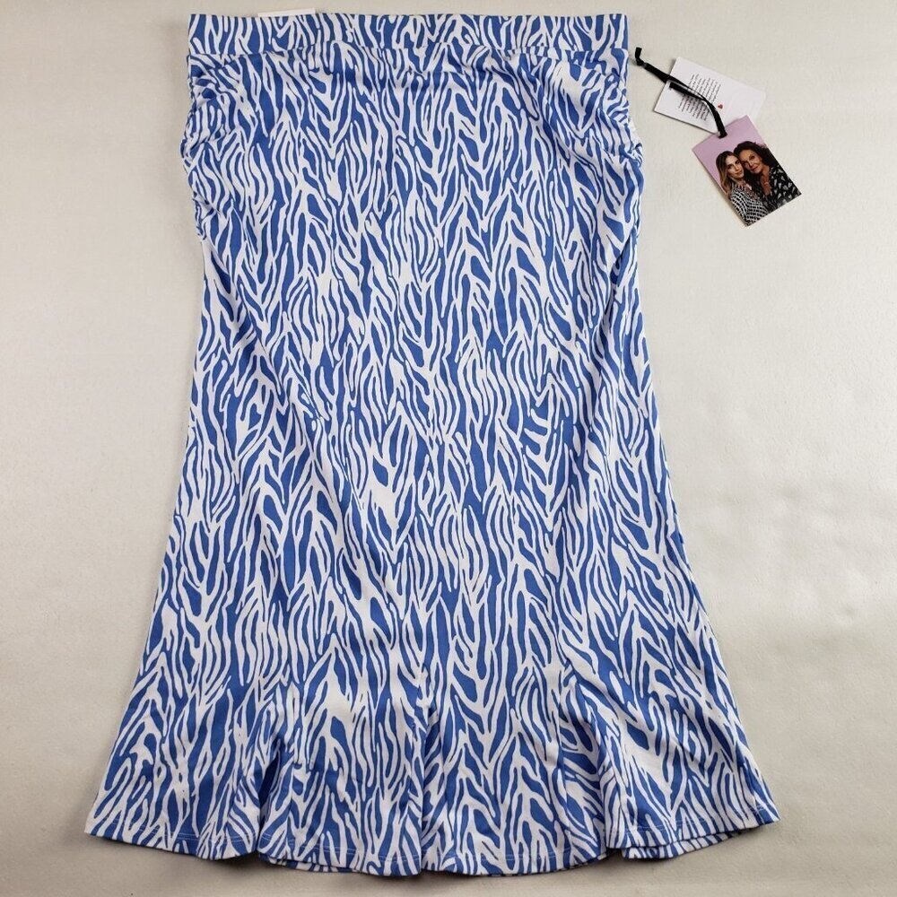 DVF x Target A Line Skirt Womens Large Blue Knit Midi Diane Von Furstenberg NEW - Picture 2 of 14